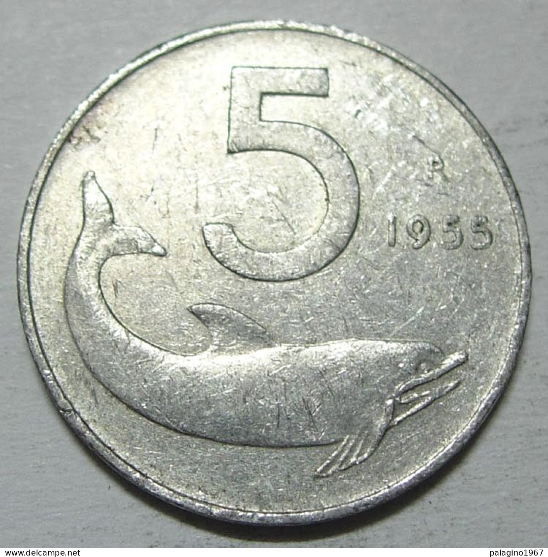 REPUBBLICA ITALIANA 5 Lire Delfino 1955 QBB  - 5 Lire