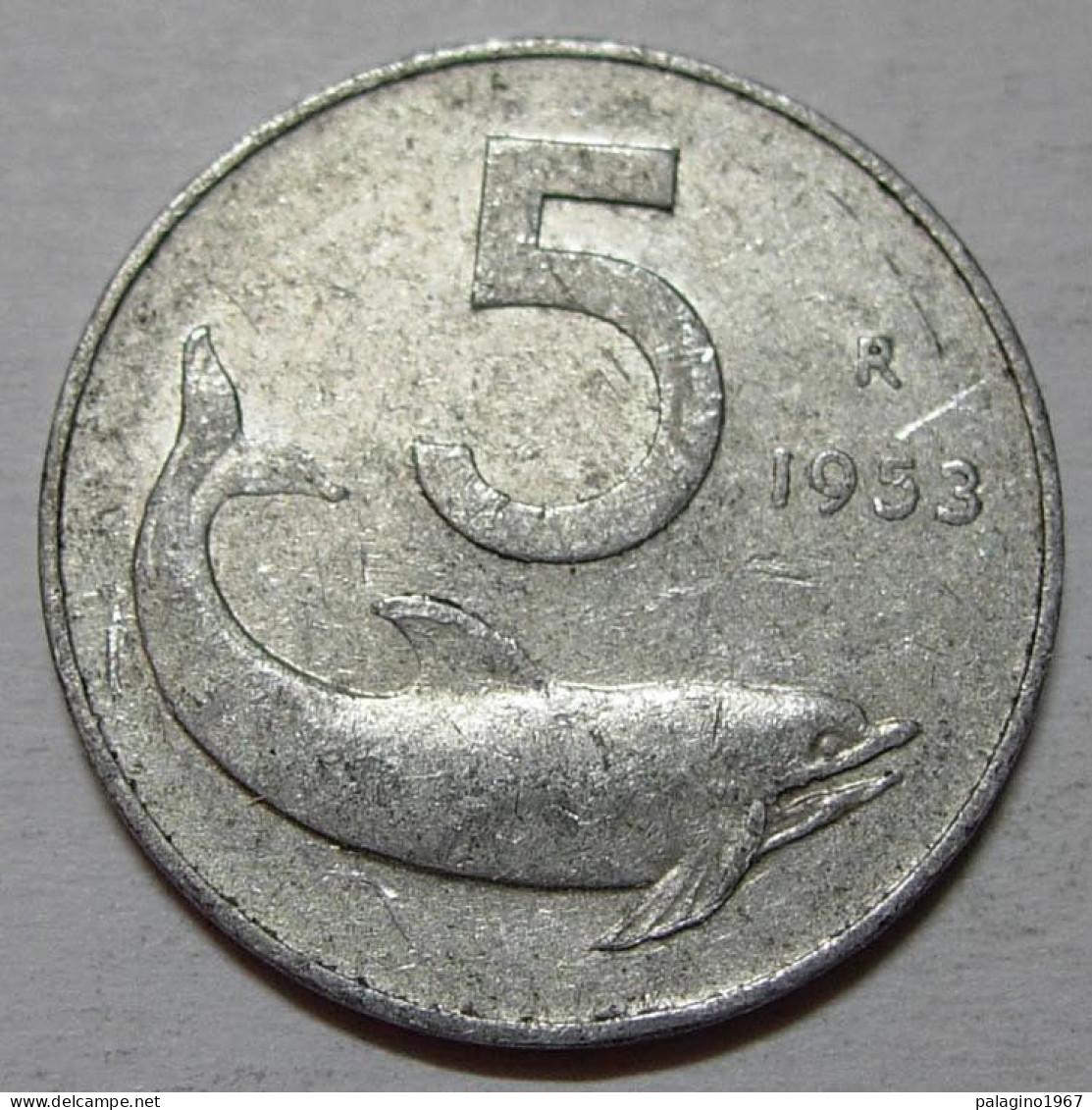 REPUBBLICA ITALIANA 5 Lire Delfino 1953 MB  - 5 Lire