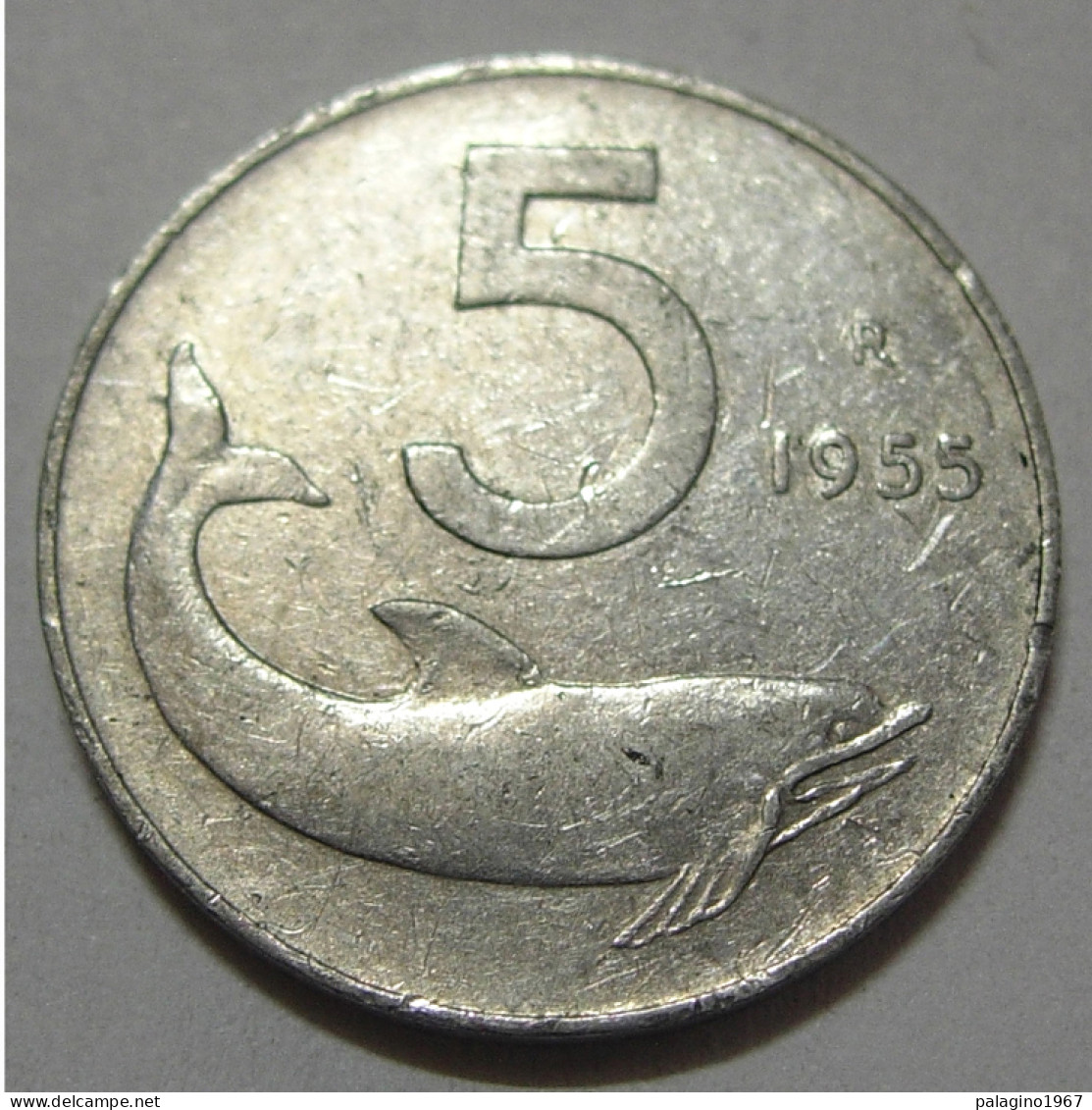 REPUBBLICA ITALIANA 5 Lire Delfino 1955 QBB  - 5 Liras