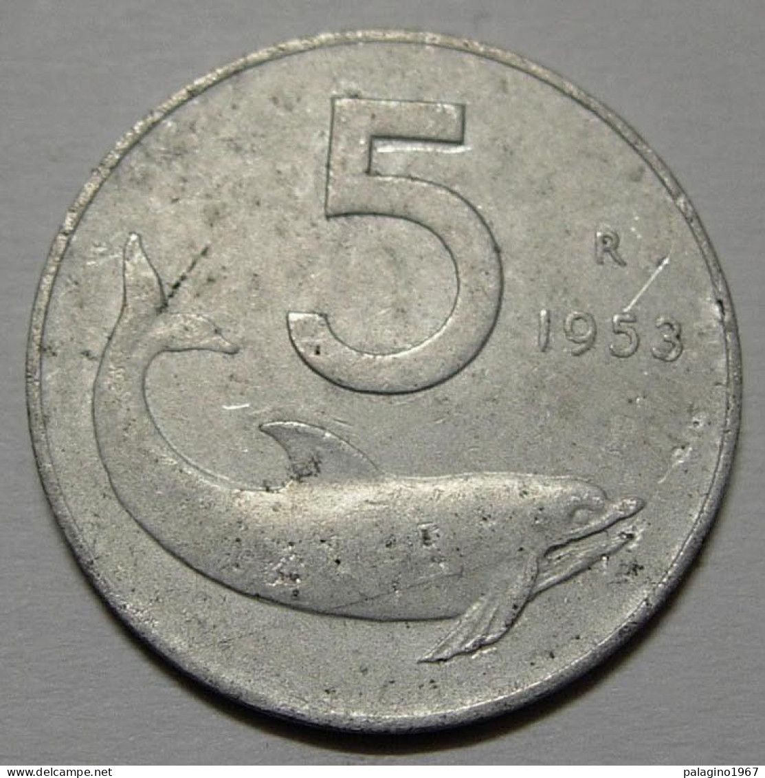 REPUBBLICA ITALIANA 5 Lire Delfino 1953 MB - 5 Lire