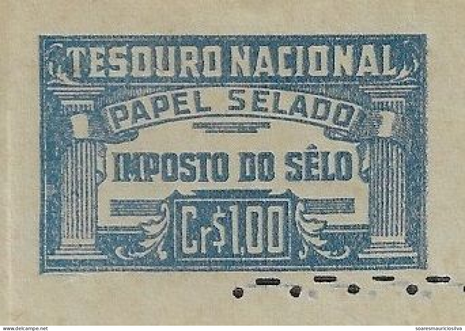 Brazil 1950 Fiscal Revenue Stationery Sheet Tax Stamp Cr$1 National Treasury - Briefe U. Dokumente