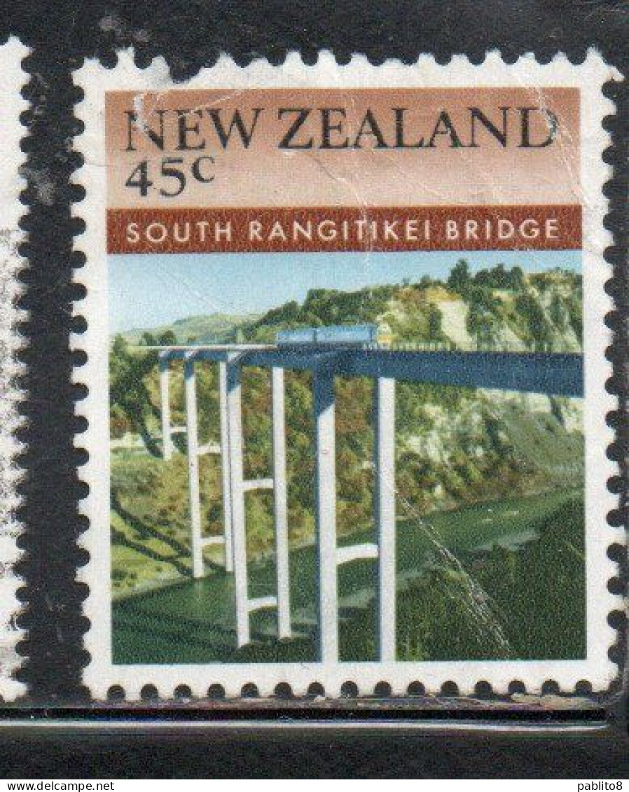 NEW ZEALAND NUOVA ZELANDA 1985 SOUTH RANGITIKEI BRIDGE 45c USED USATO OBLITERE' - Used Stamps