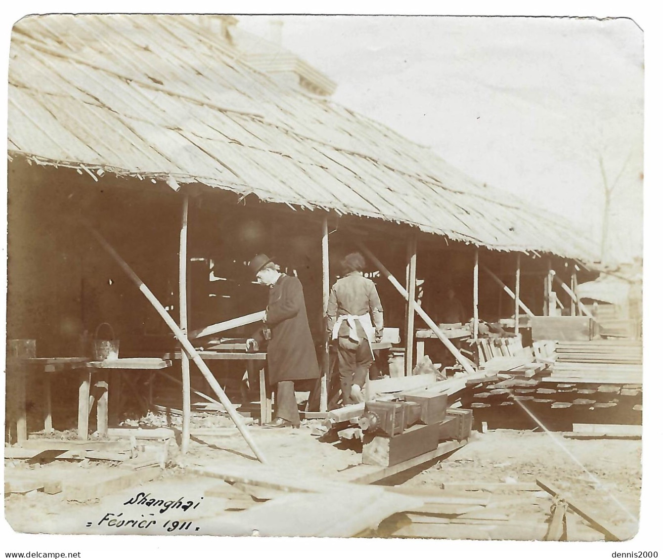 PHOTO - CHINE - SHANGHAI - FEVRIER 1911 - Marchand De Bois ? Marché ? Wood Seller ? Market ? - Asia