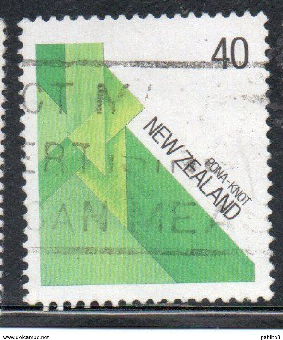 NEW ZEALAND NUOVA ZELANDA 1987 MAORI FIBER ART PONA KNOT 40c USED USATO OBLITERE' - Used Stamps