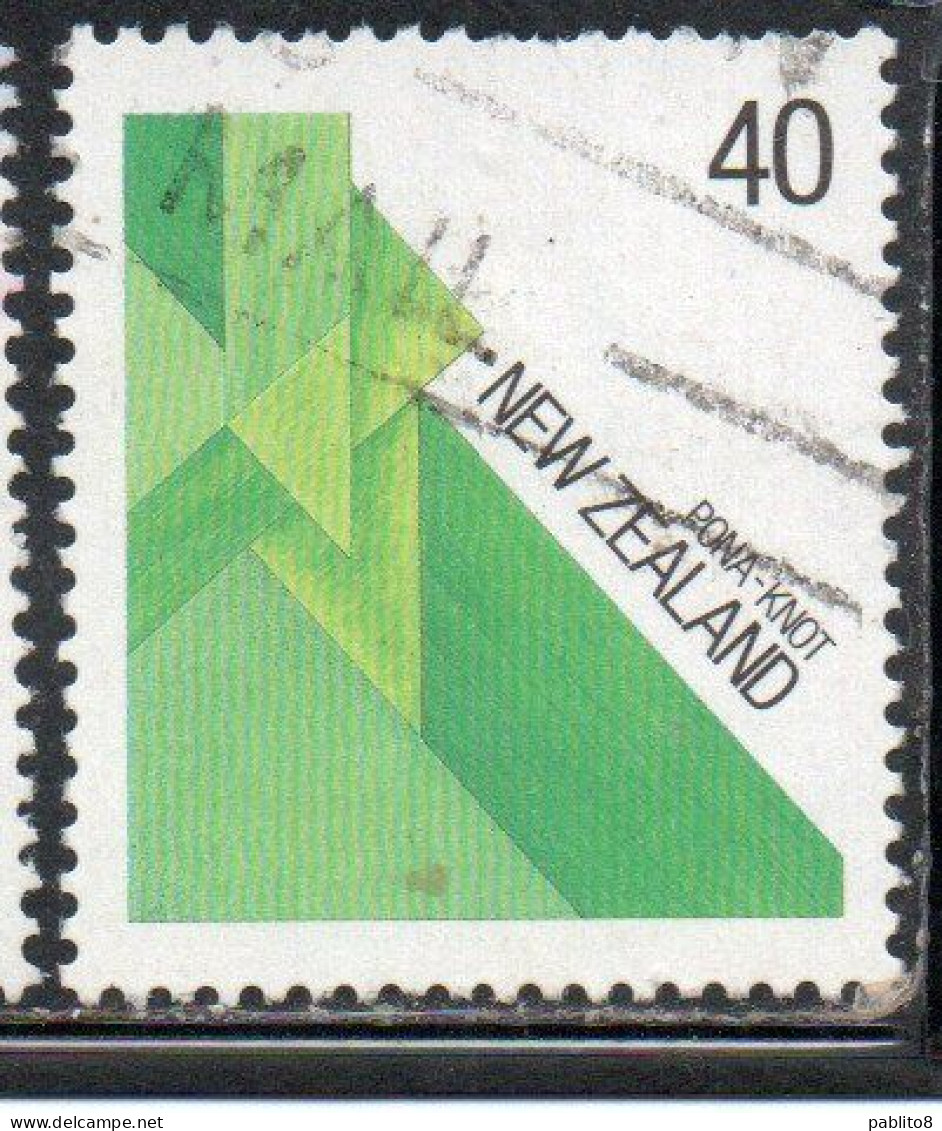 NEW ZEALAND NUOVA ZELANDA 1987 MAORI FIBER ART PONA KNOT 40c USED USATO OBLITERE' - Used Stamps