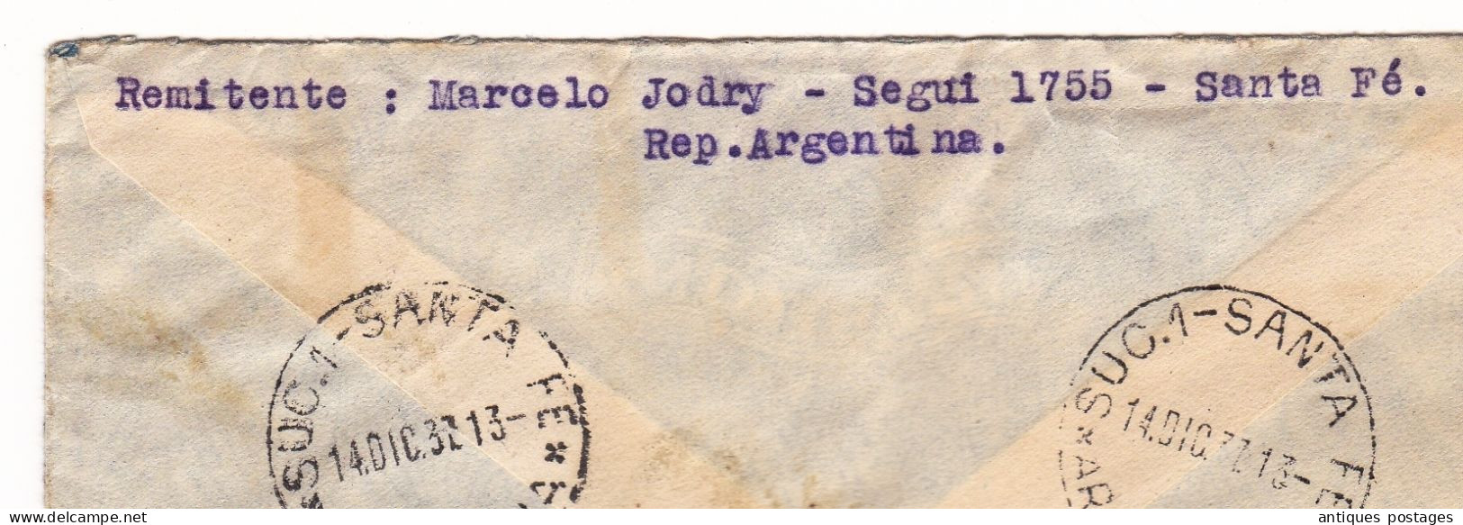 Registered Certificado1937 Santa Fe Marcello Jodry Argentina Argentine Boom Belgique Léon Verbist - Briefe U. Dokumente