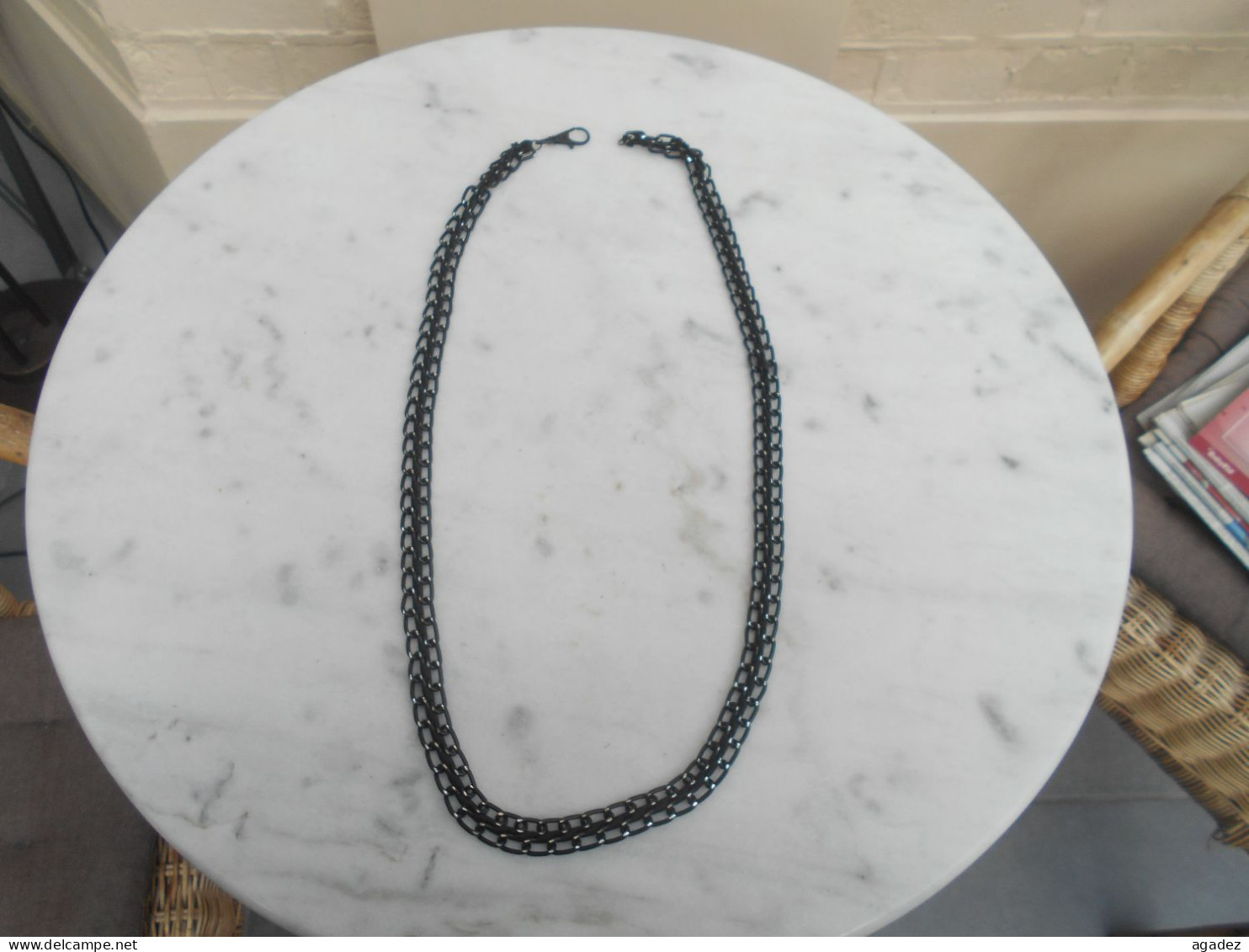 Collier Chaine Noire Avec Ruban Entrelacé - Necklaces/Chains