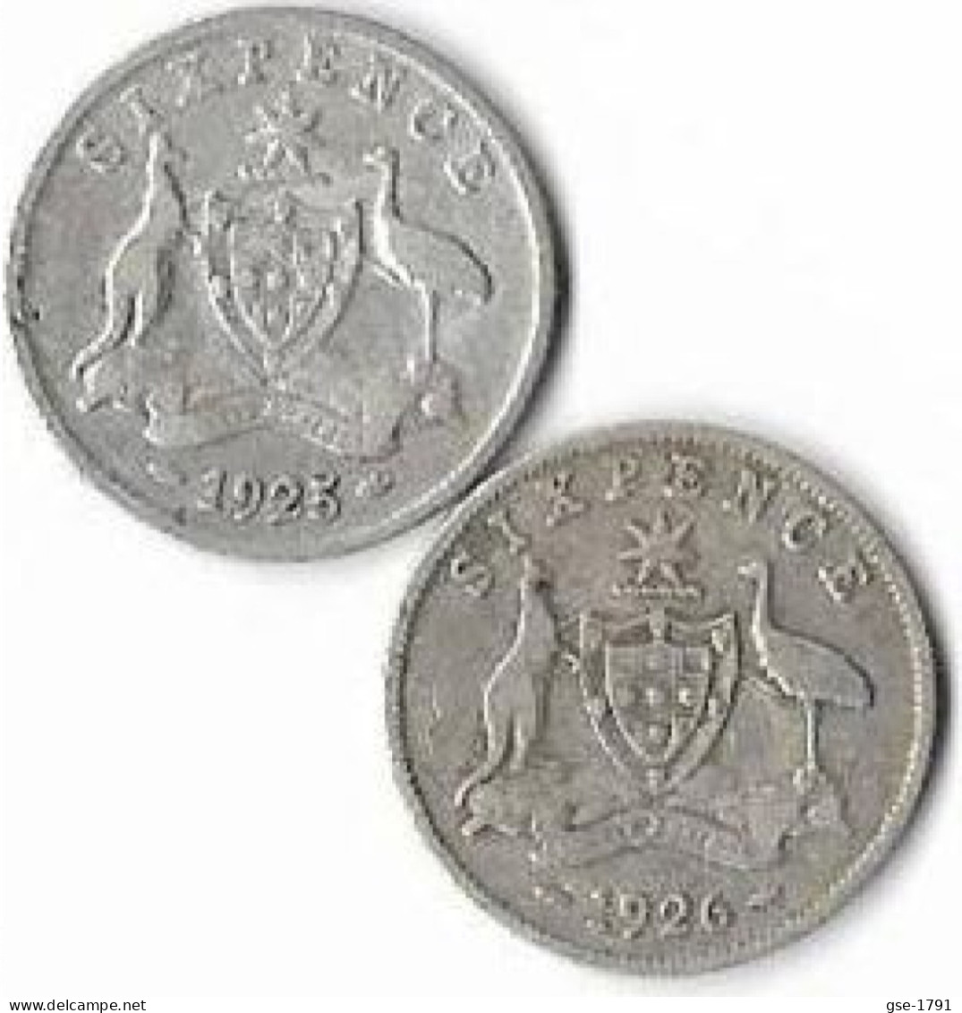 AUSTRALIE  GEORGES V  ,6 Pence,   Lot De 2,1925 & 1926  Argent , TTB - Non Classificati