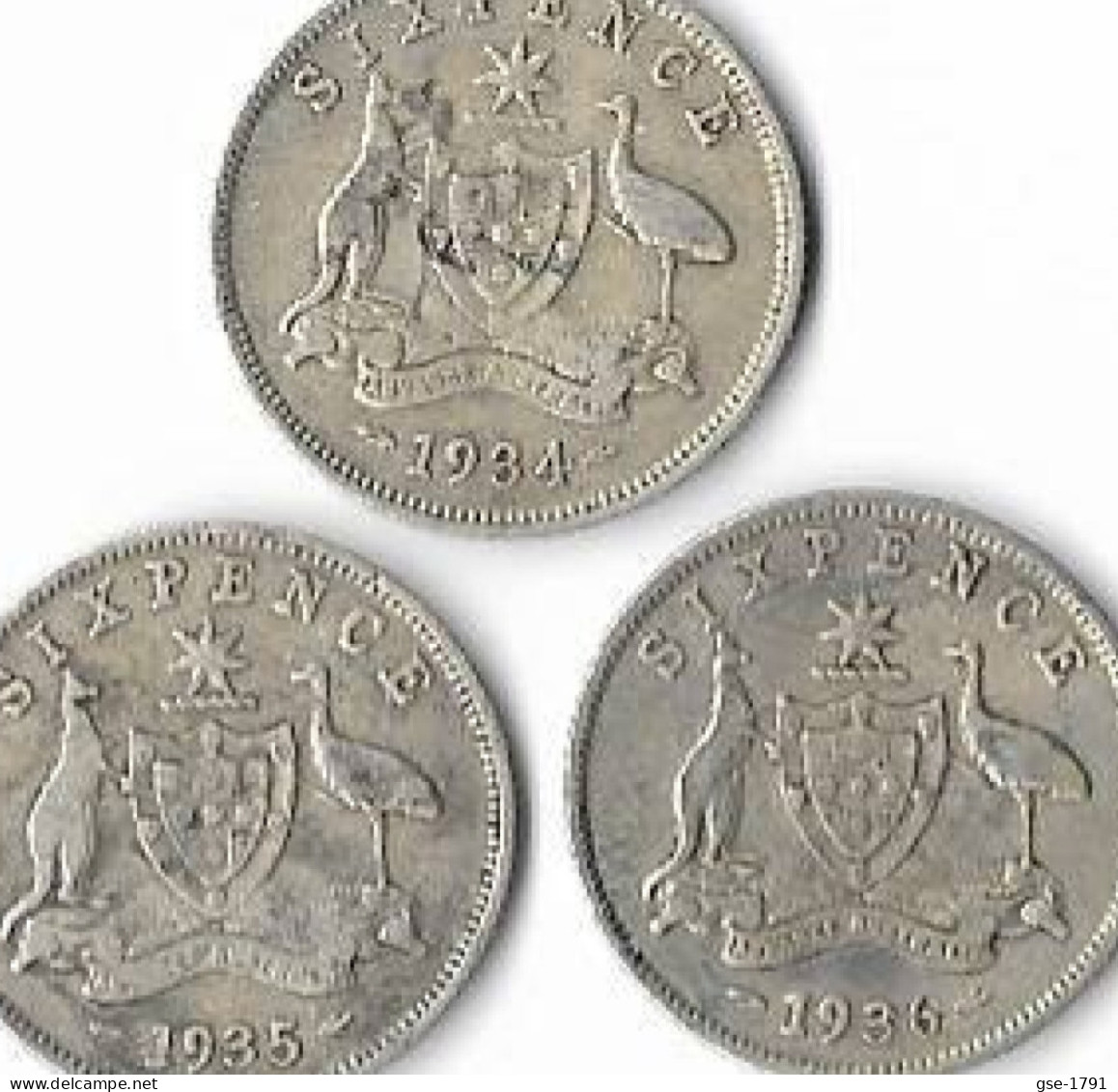 AUSTRALIE  GEORGES V  ,6 Pence,   Lot De 3,1934 ,1935, & 1936  Argent , TTB - Non Classés