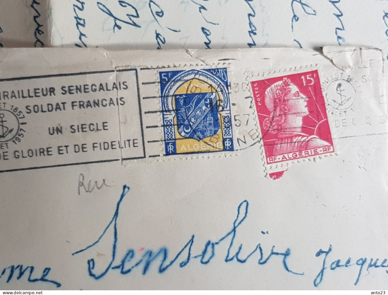 1957  LAC ALGERIE - FLAMME TIRAILLEUR SENEGALAIS SOLDAT FRANCAIS - MILITARIA  - BONE - Lettres & Documents