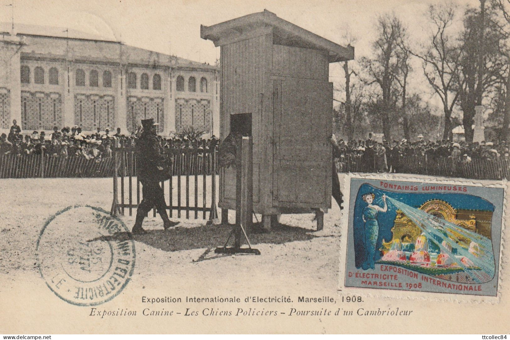 CPA-13-MARSEILLE-Exposition Internationale D'électricité 1908-Exposition Canine-Les Chiens Policiers-Poursuite... - Mostra Elettricità E Altre