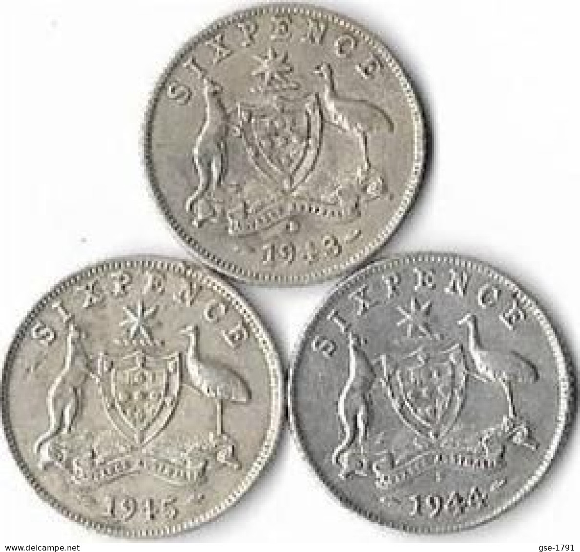 AUSTRALIE  GEORGES VI  ,6 Pence,   Lot De 3 Monnaies De 1943 , 1944 & 1945 Denver San Franci & Melbourne ,  Argent , TTB - Non Classificati