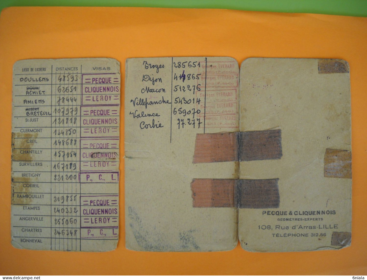 Société   Colombophile De France  Carnet Coordonnées Et Distance établies Pigeon Voyageur 1948 ETAT - Otros & Sin Clasificación