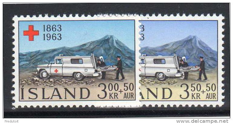 ISLANDE - N°330/1 ** (1963) CROIX ROUGE - Unused Stamps