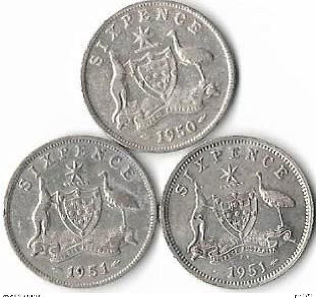 AUSTRALIE  GORGES VI  ,6 Pence,   Lot De 3 Monnaies Annés 1950 M, 1951 M , 1951 PL London Argent , TTB - Unclassified