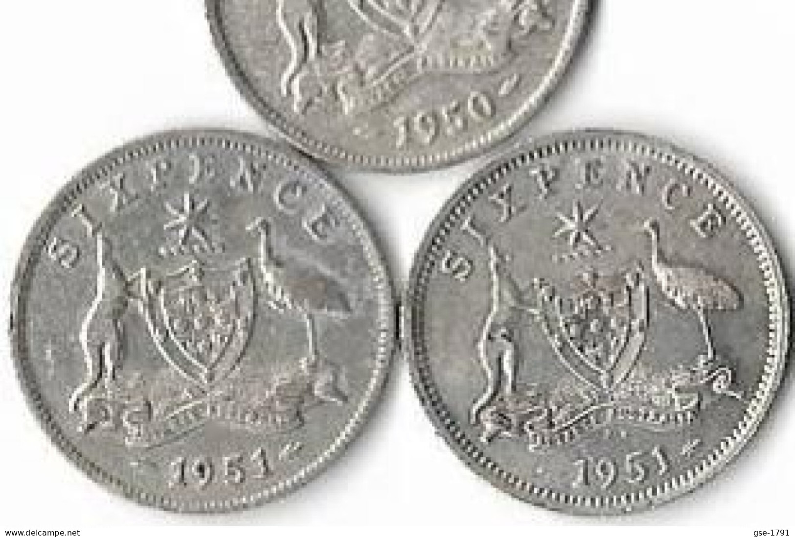 AUSTRALIE  GORGES VI  ,6 Pence,   Lot De 3 Monnaies Annés 1950 M, 1951 M , 1951 PL London Argent , TTB - Zonder Classificatie