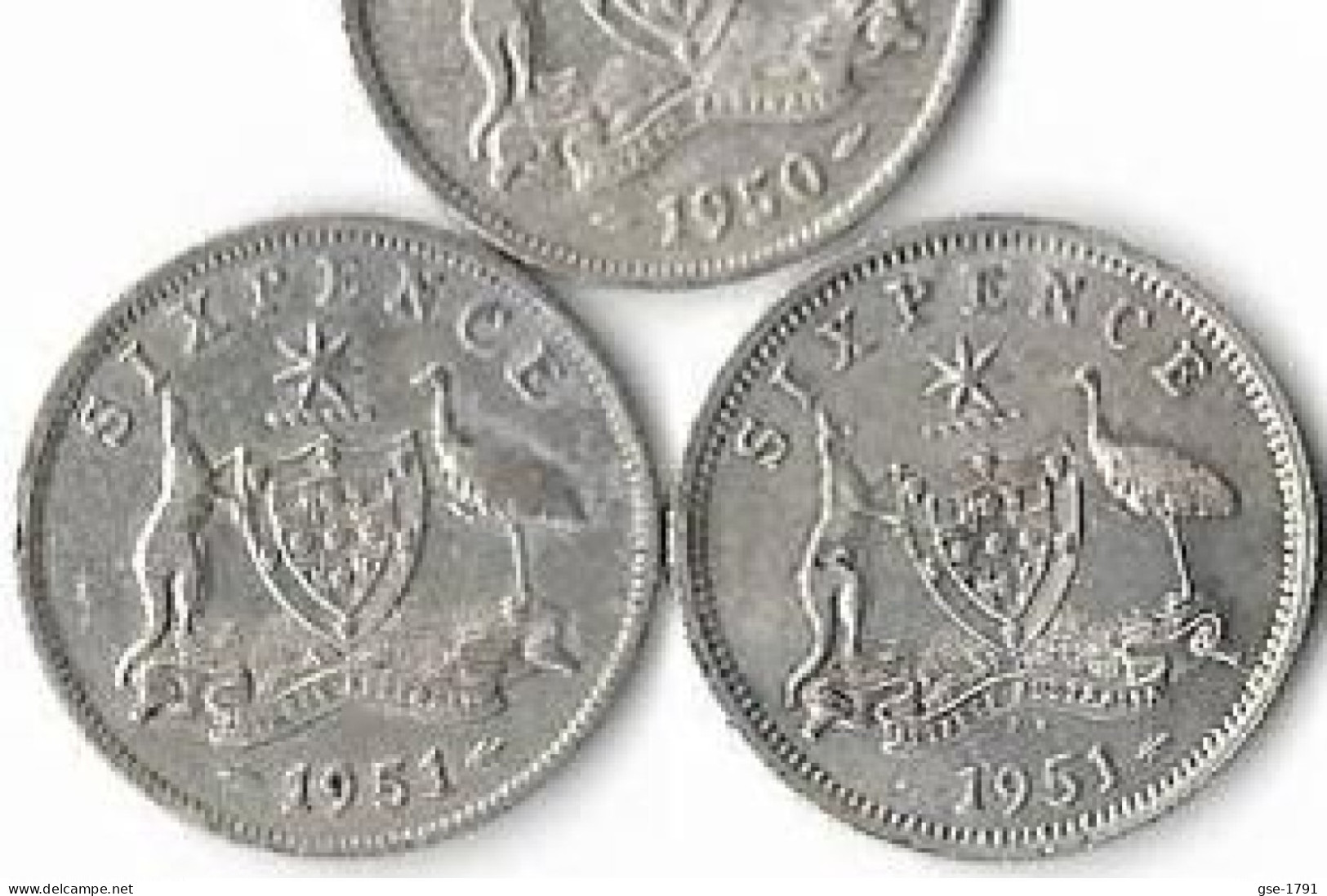 AUSTRALIE  GORGES VI  ,6 Pence,   Lot De 3 Monnaies Annés 1950 M, 1951 M , 1951 PL London Argent , TTB - Non Classés