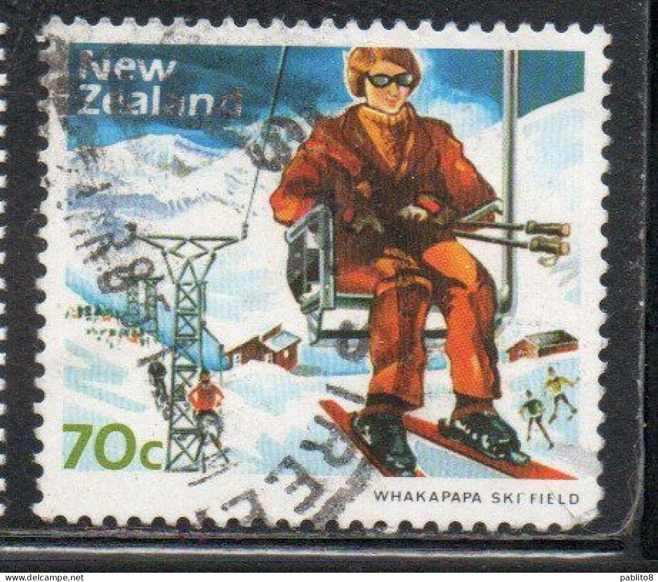 NEW ZEALAND NUOVA ZELANDA 1984 WHAKAPAPA SKI FIELD 70c USED USATO OBLITERE' - Used Stamps