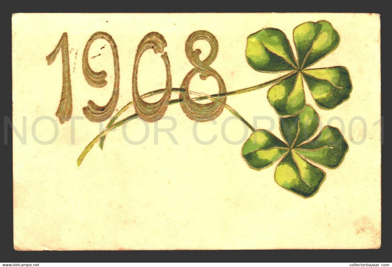 Lot Of 7 Postcards Embossed New Year 1908 Etc Greetings Ca 1900 Flowers Clovers - Souvenir De...