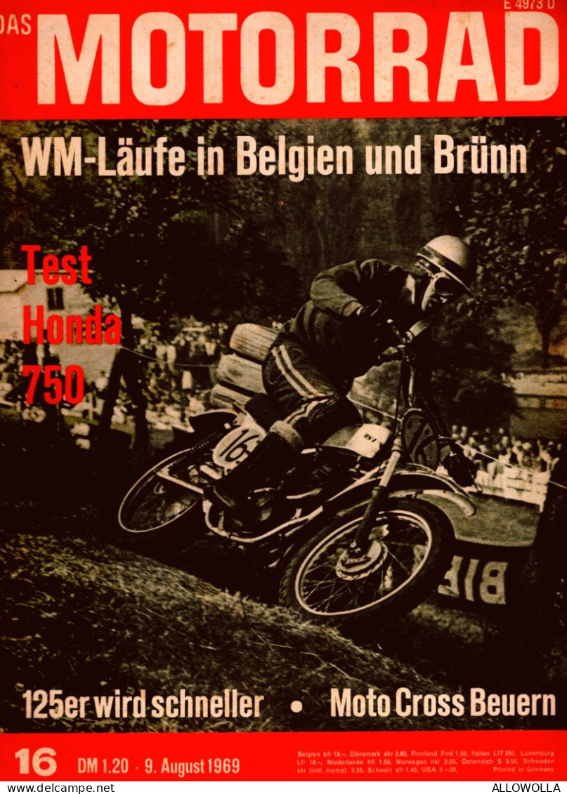 22005 " DAS MOTORRAD-NUMMER 16-9 AUGUST 1969-VON SEITE 627 BIS SEITE 662 + 4 DES COVERS " - Sonstige & Ohne Zuordnung