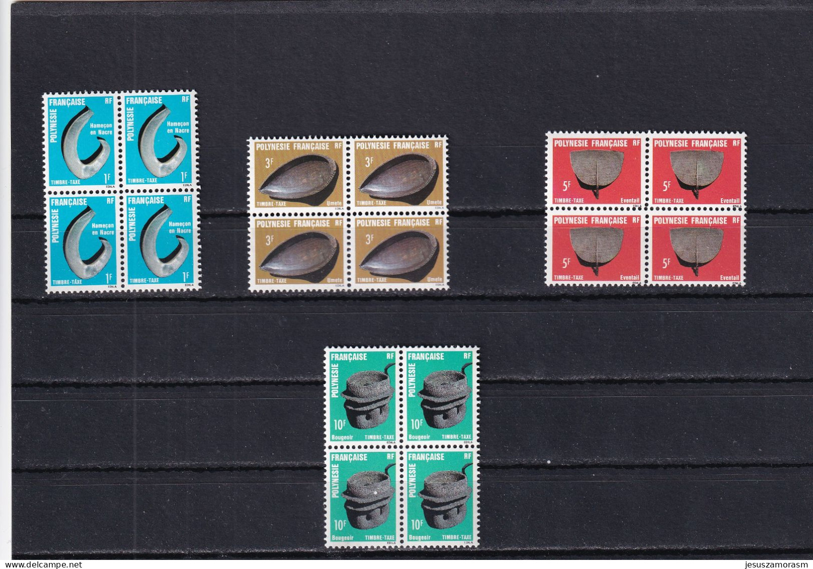 Polinesia Nº Tx4 Al Tx7 En Bloque De Cuatro - Timbres-taxe