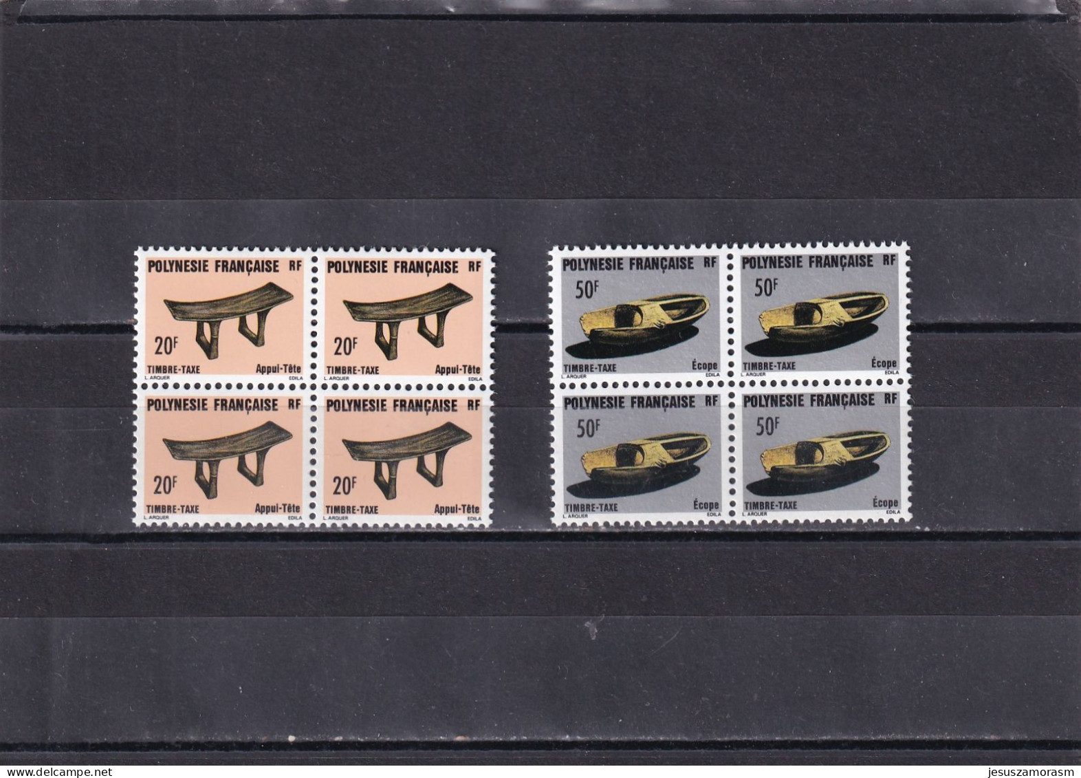 Polinesia Nº Tx8 Al Tx9 En Bloque De Cuatro - Timbres-taxe