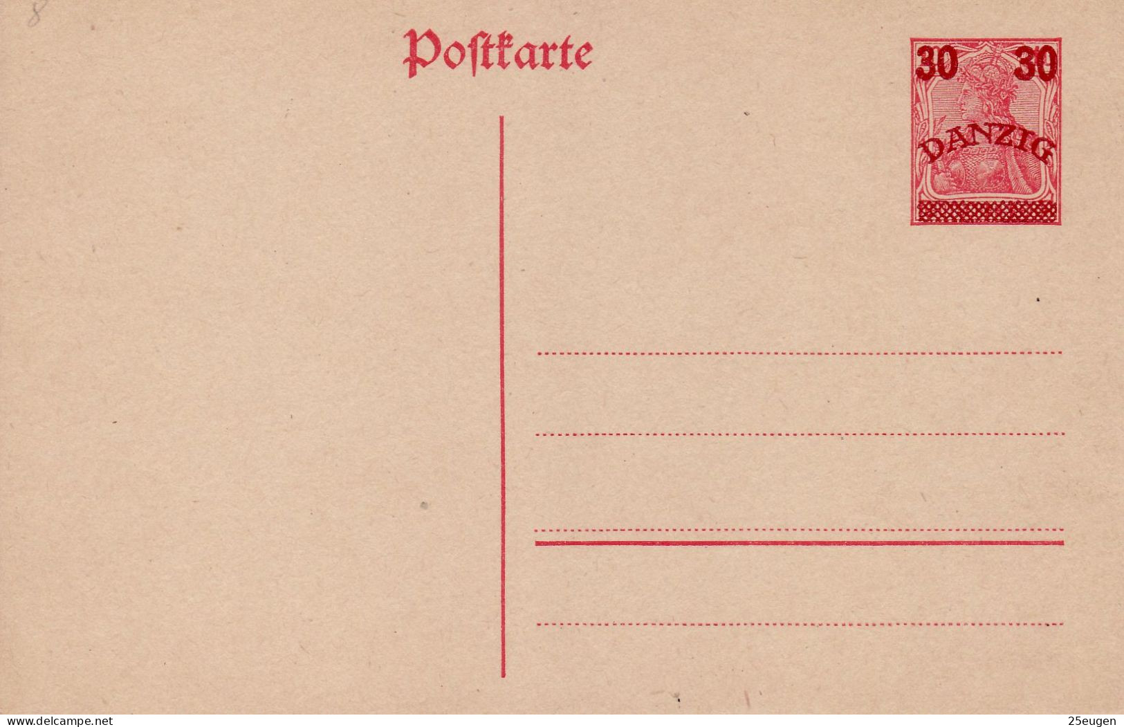 DANZIG 1920 POSTCARD MiNr P 7  (*) - Postal  Stationery