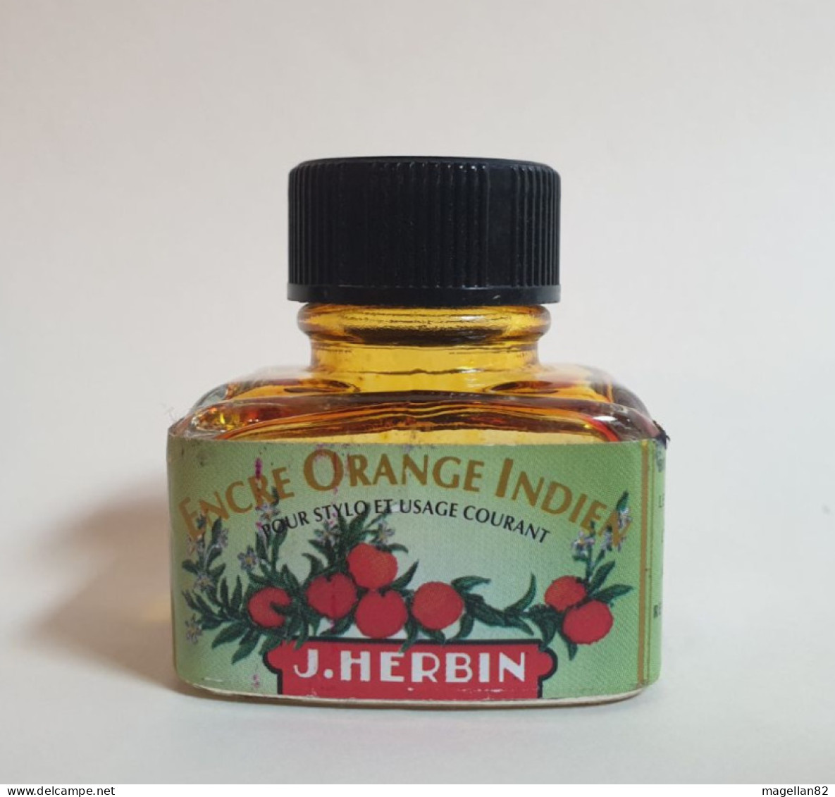 Ancien Petit Flacon Encrier HERBIN Couleur Orange Indien - Inkwells