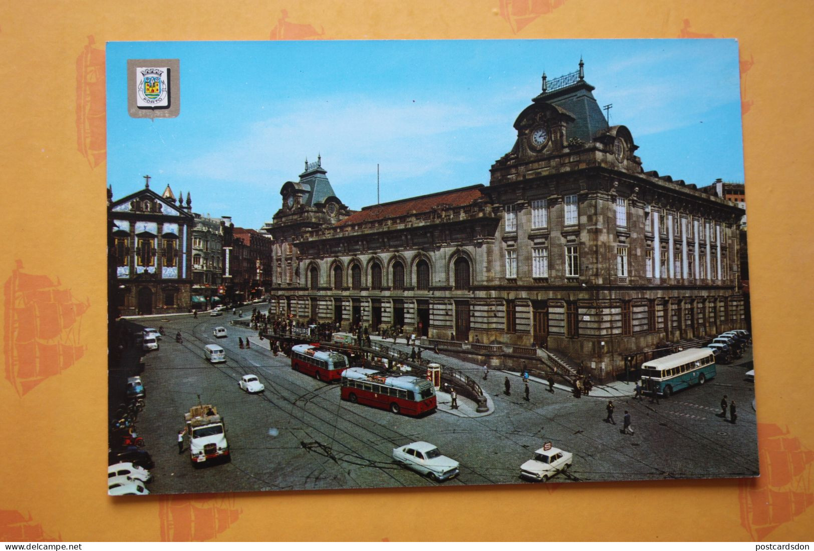 Portugal, Porto. Railway Station - Gare (with Trolley Bus). OLD PC. - Bus & Autocars