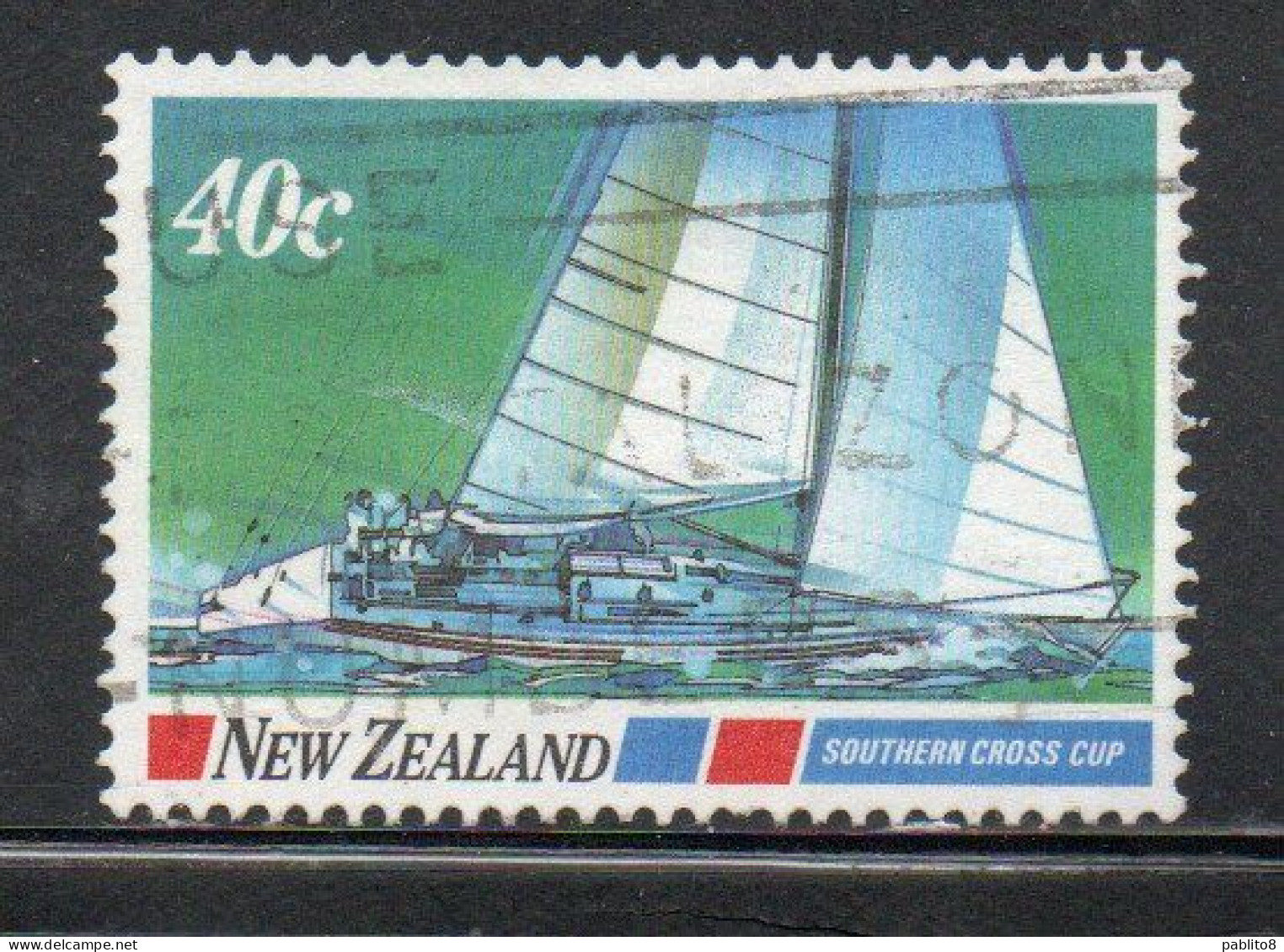 NEW ZEALAND NUOVA ZELANDA 1987 BLUE WATER CLASSICS SOUTHERN CROSS CUP 24c USED USATO OBLITERE' - Used Stamps