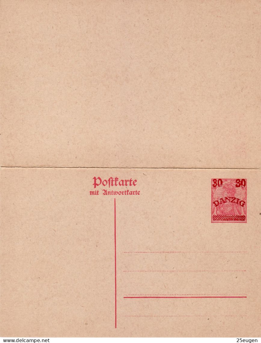 DANZIG 1920 POSTCARD MiNr P 9  (*) - Postal  Stationery