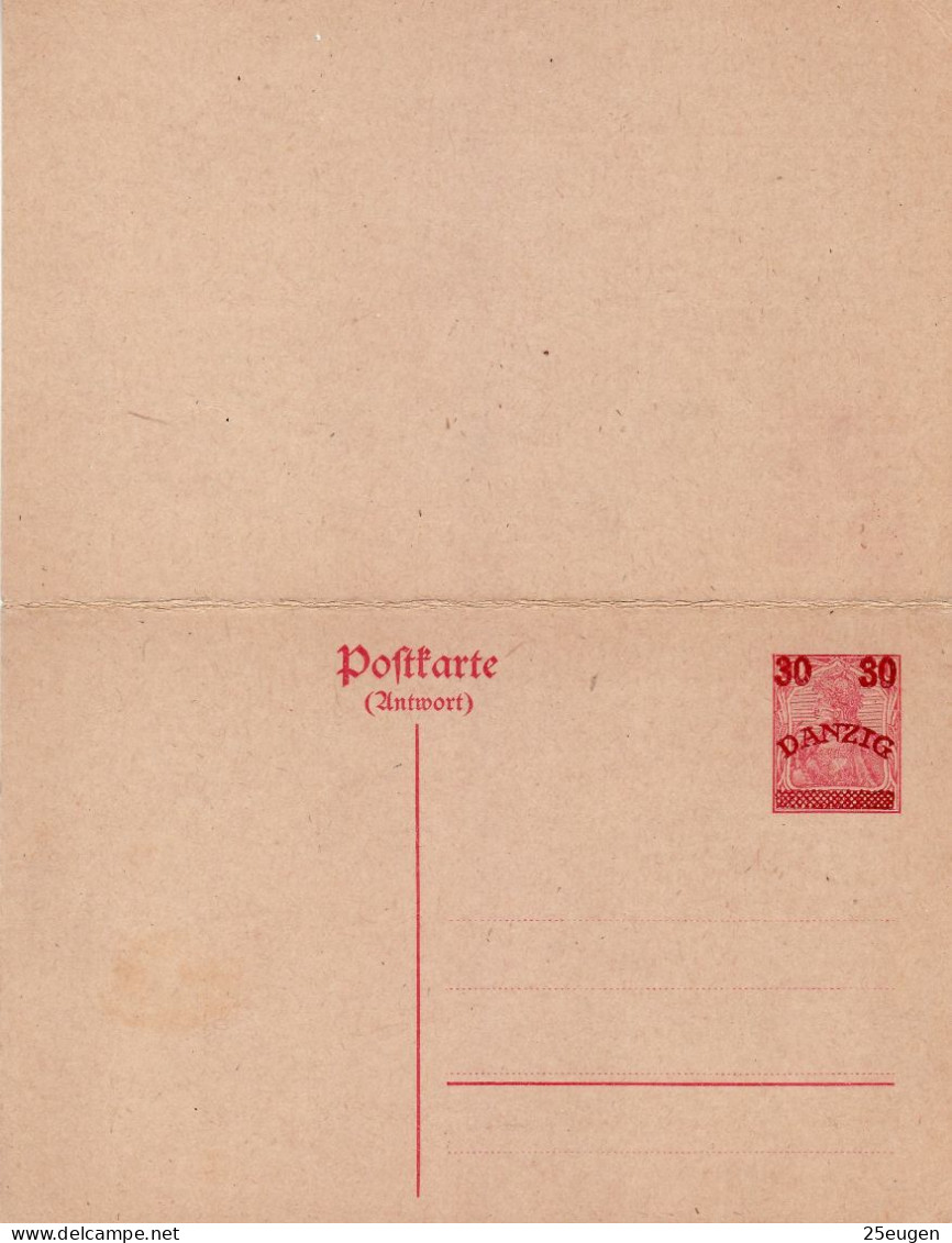 DANZIG 1920 POSTCARD MiNr P 9  (*) - Postal  Stationery