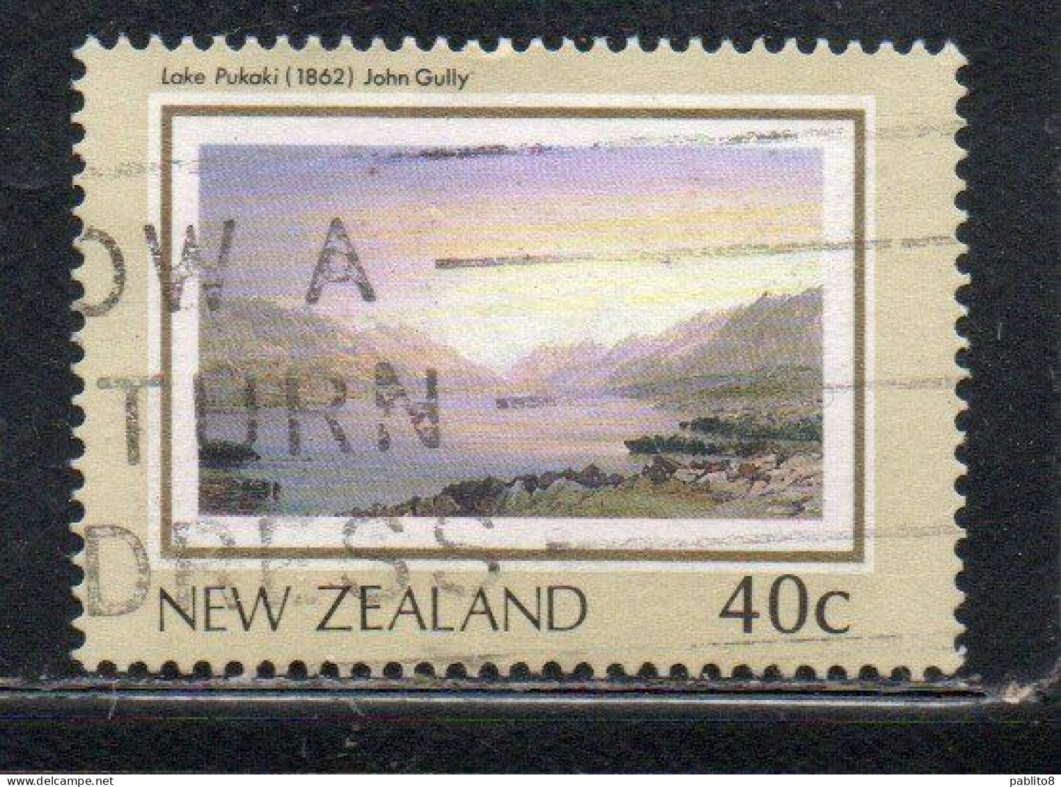 NEW ZEALAND NUOVA ZELANDA 1988 THE LAND PAINTINGS ARTISTS HERITAGE  PUKAKI LAKE 40c USED USATO OBLITERE' - Used Stamps