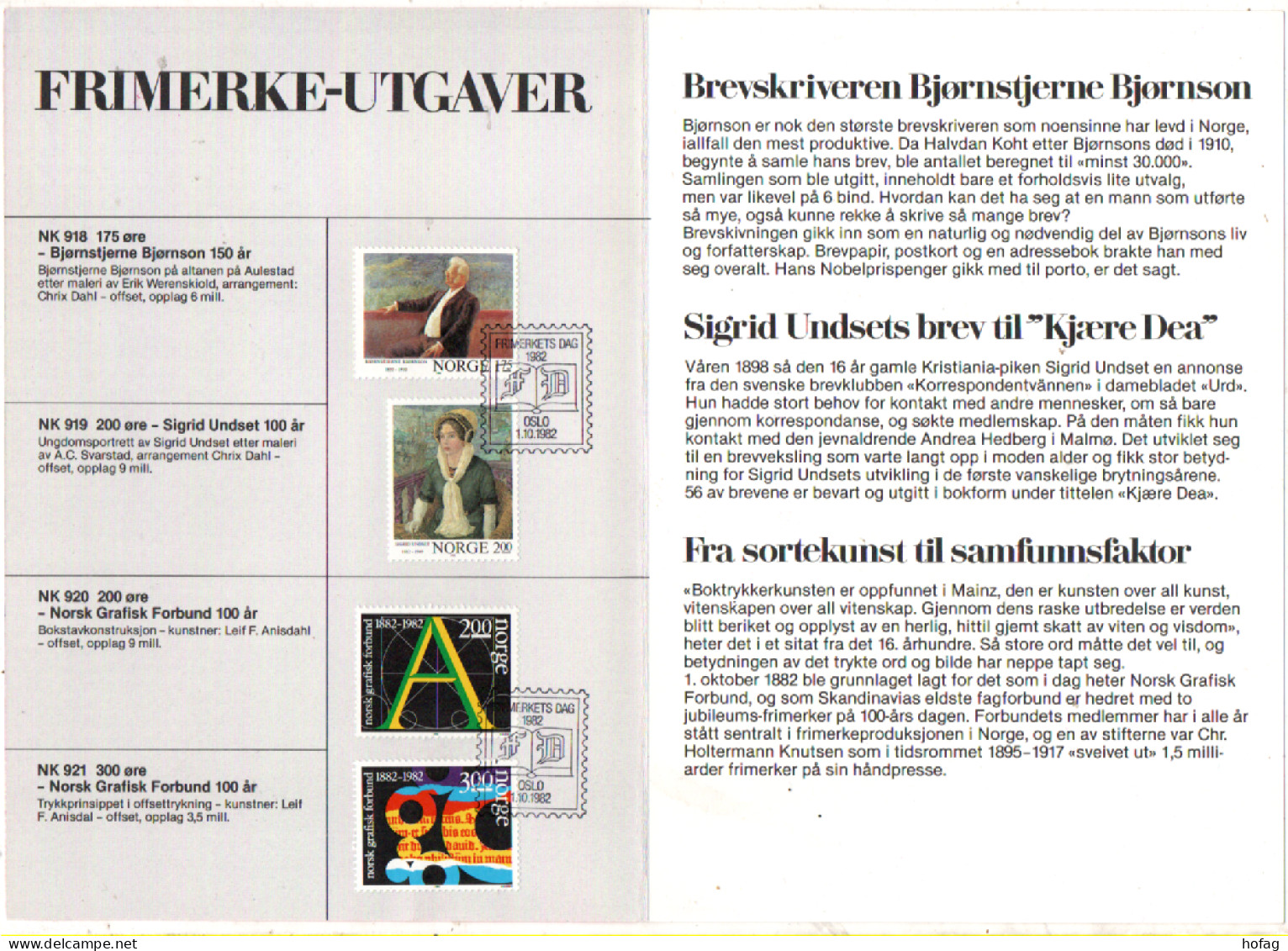 Norwegen 1982 Det Skrevne Ord Motivblad 1 Sonderstempel Frimerkets Dag; Norway - Storia Postale