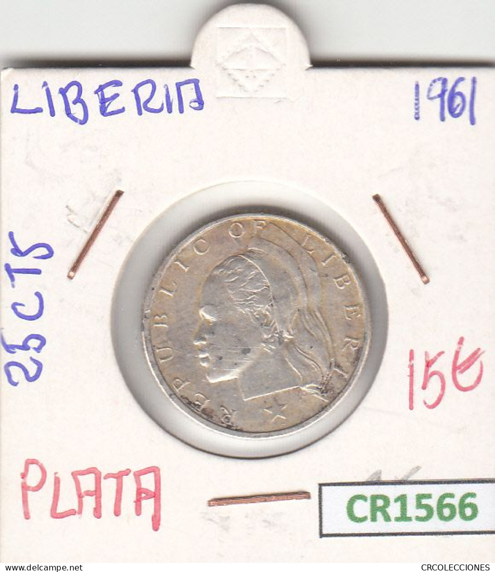 CR1566 MONEDA LIBERIA 25 CENTIMOS 1961 PLATA MBC - Liberia