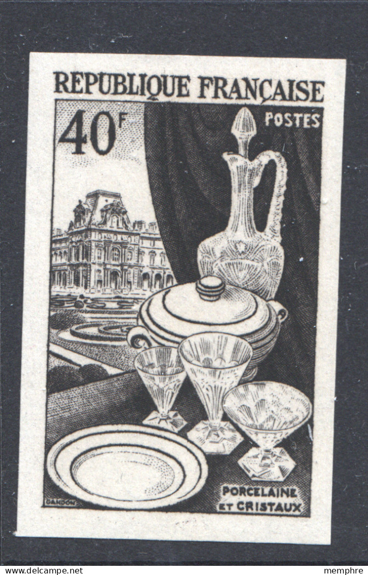 972  Porcelaine Et Cristaux Essai En Noir  ** - Essais De Couleur 1945-…