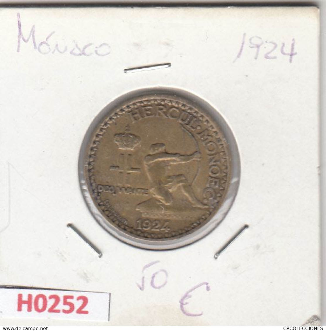 H0252 MONEDA MONACO 1 FRANCO 1924 MBC - 1922-1949 Louis II.