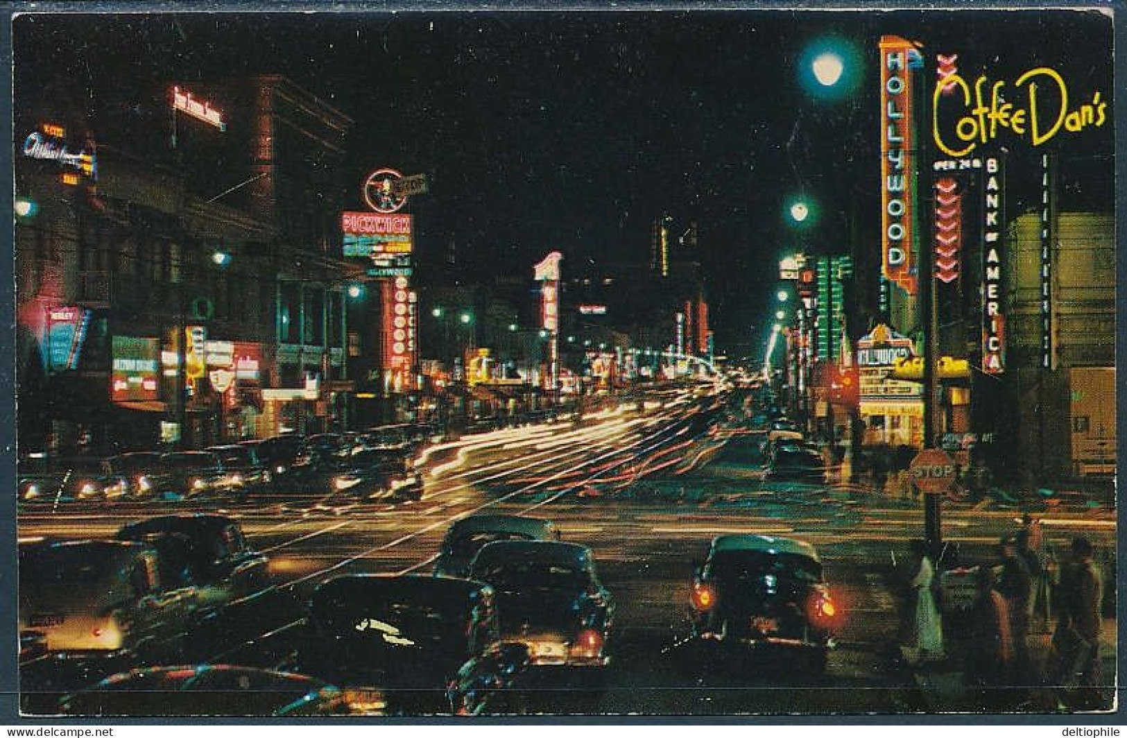 Hollywood Boulevard At Night, Hollywood, California - Posted 1958 - Los Angeles