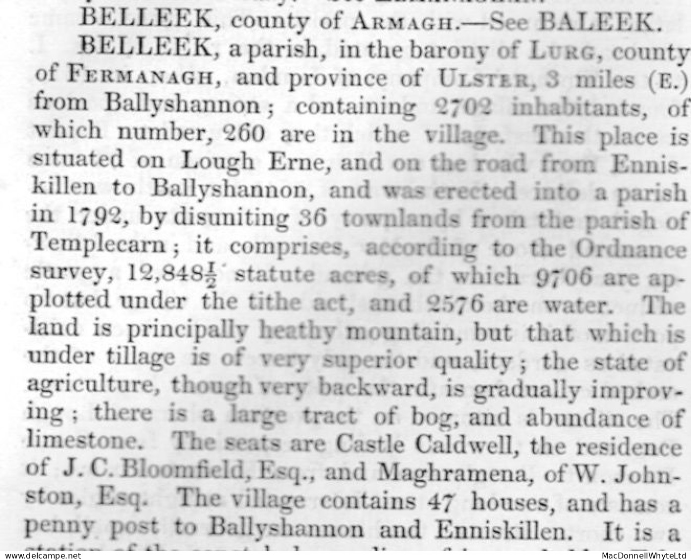 Ireland Donegal Fermanagh 1835 Local Post Letter BALLYSHANNON/PENNY POST To Laputa Under Belleek - Prefilatelia
