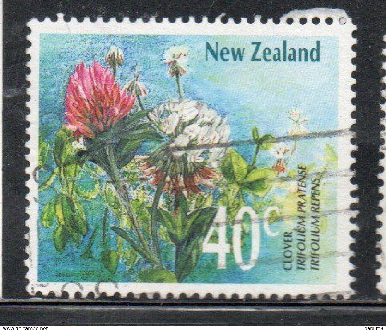 NEW ZEALAND NUOVA ZELANDA 1989 WILDFLOWERS CLOVER 40c USED USATO OBLITERE' - Used Stamps