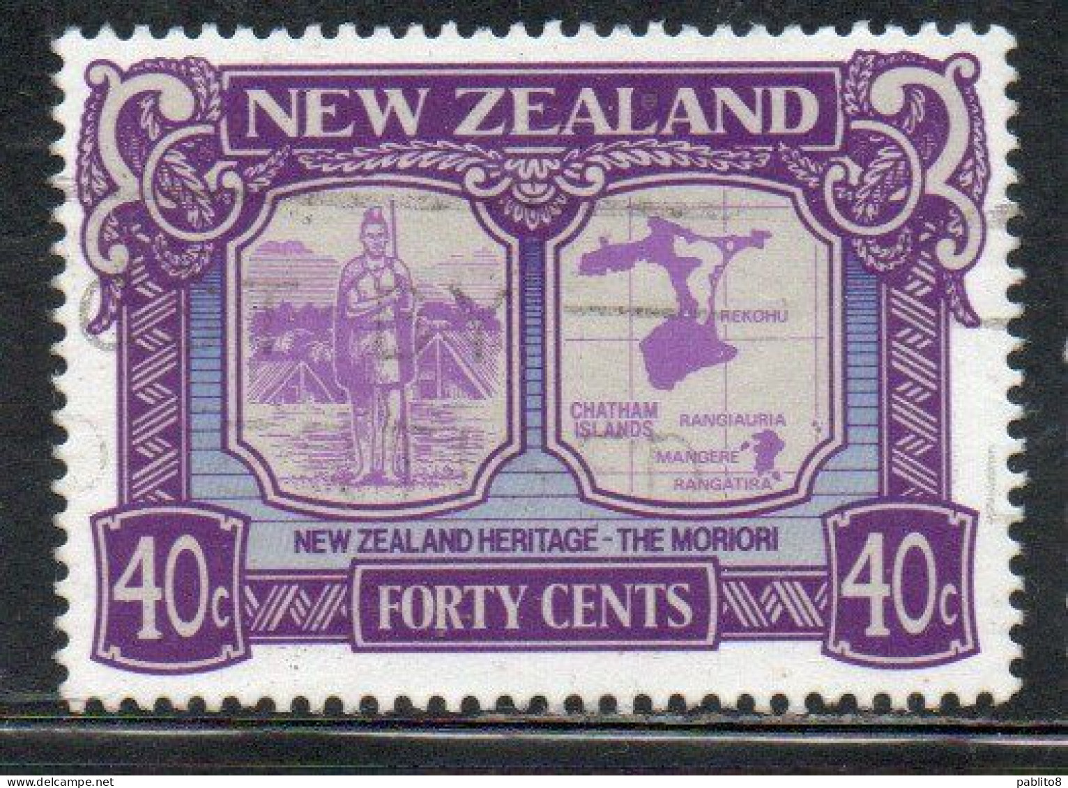 NEW ZEALAND NUOVA ZELANDA 1989 HERITAGE THE PEOPLE MORIORI 40c USED USATO OBLITERE' - Usados