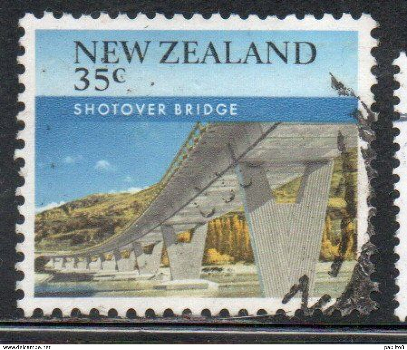 NEW ZEALAND NUOVA ZELANDA 1985 BRIDGES SHOTOVER BRIDGE 35c USED USATO OBLITERE' - Oblitérés