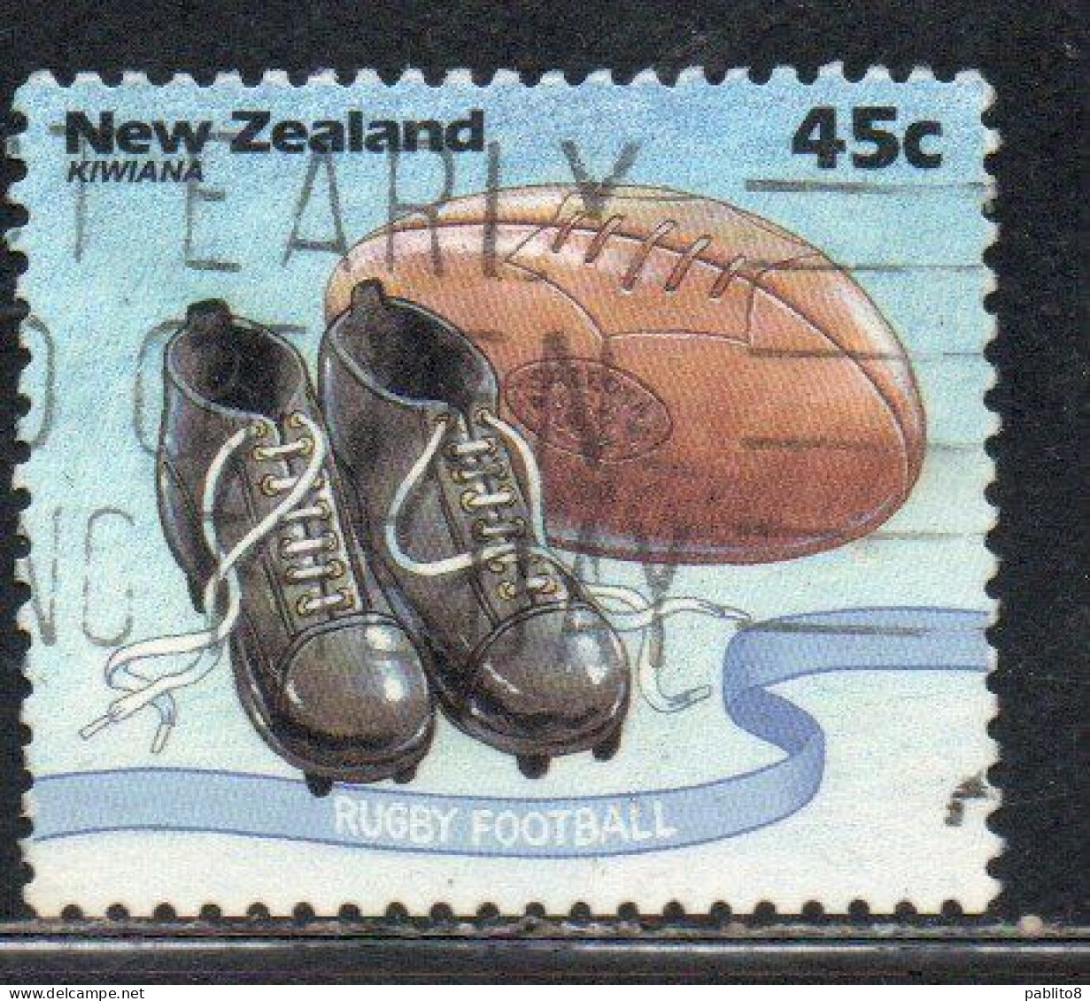 NEW ZEALAND NUOVA ZELANDA 2000 KIWIANA RUGBY FOOTBALL 45c USED USATO OBLITERE' - Gebraucht