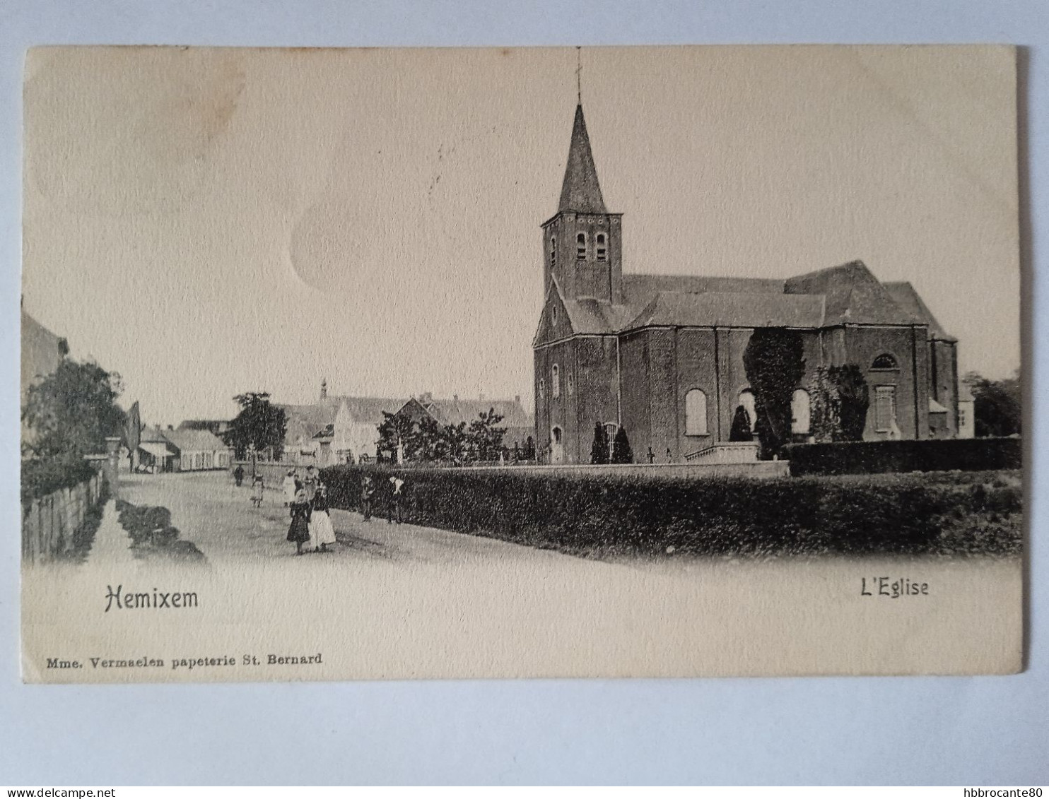 Hemiksem ,  Hemixem  - L'église , Mme Vermaelen Papeterie St. Bernard , Petite Animation - Hemiksem