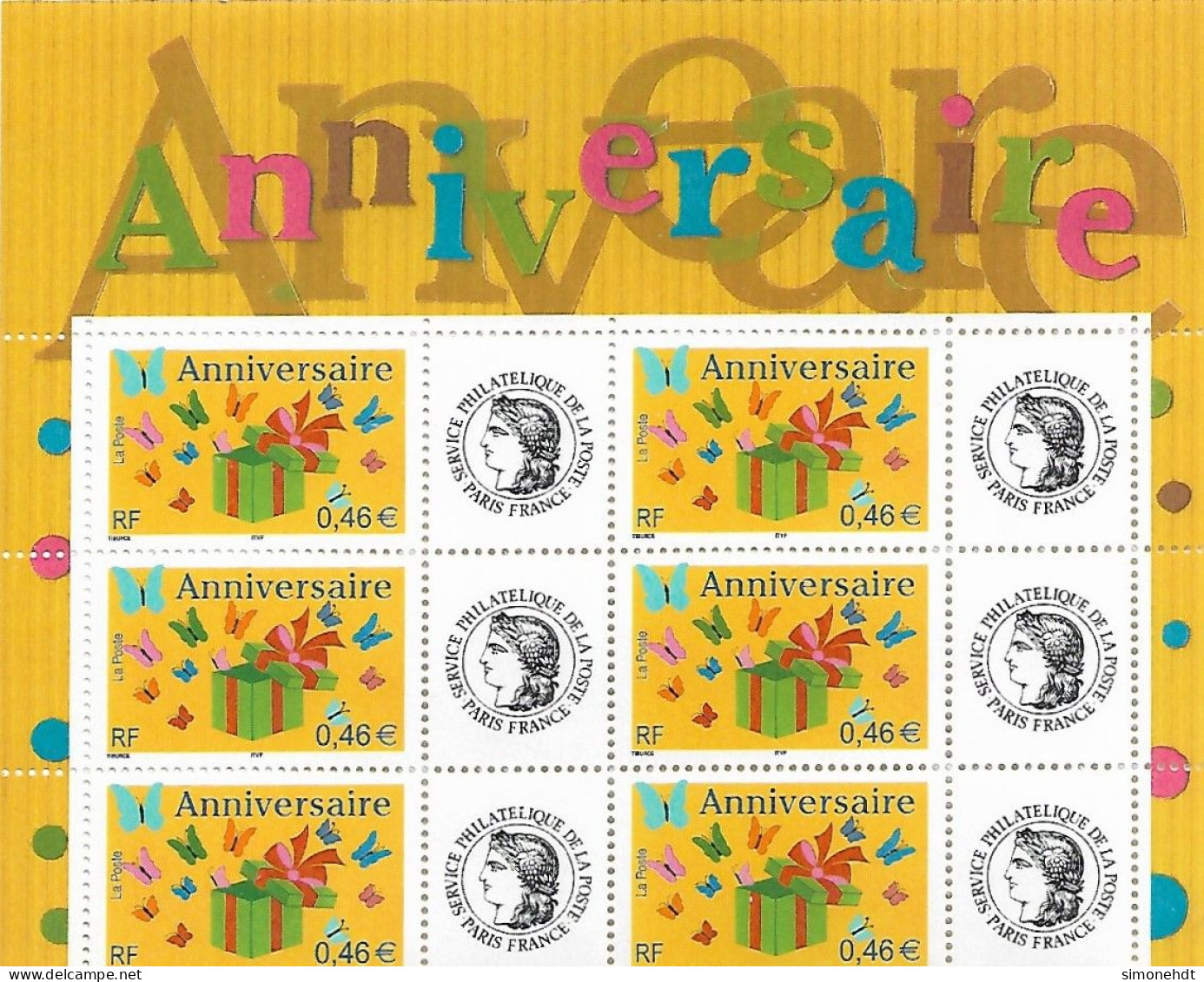 Bloc De 6 Timbres Neufs Personnalisés - Service Philatélique De Paris - Anniversaire - Ungebraucht