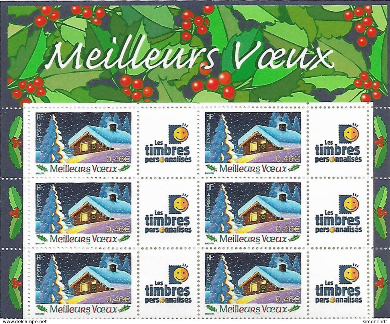 Bloc De 6 Timbres Neufs Personnalisés - Les Timbres Personnalisés - Meilleurs Voeux - Ungebraucht