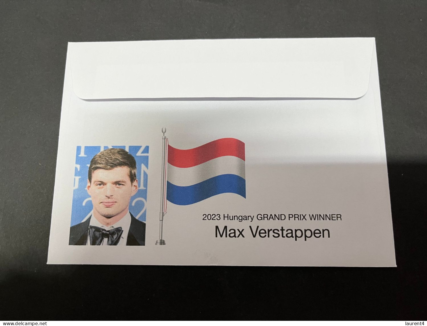 29-8-2023 (3 T 33) Formula One - 2023 Hungary Grand Prix - Winner Max Verstappen (23 July 2023) Hungary Flag Stamp - Altri & Non Classificati