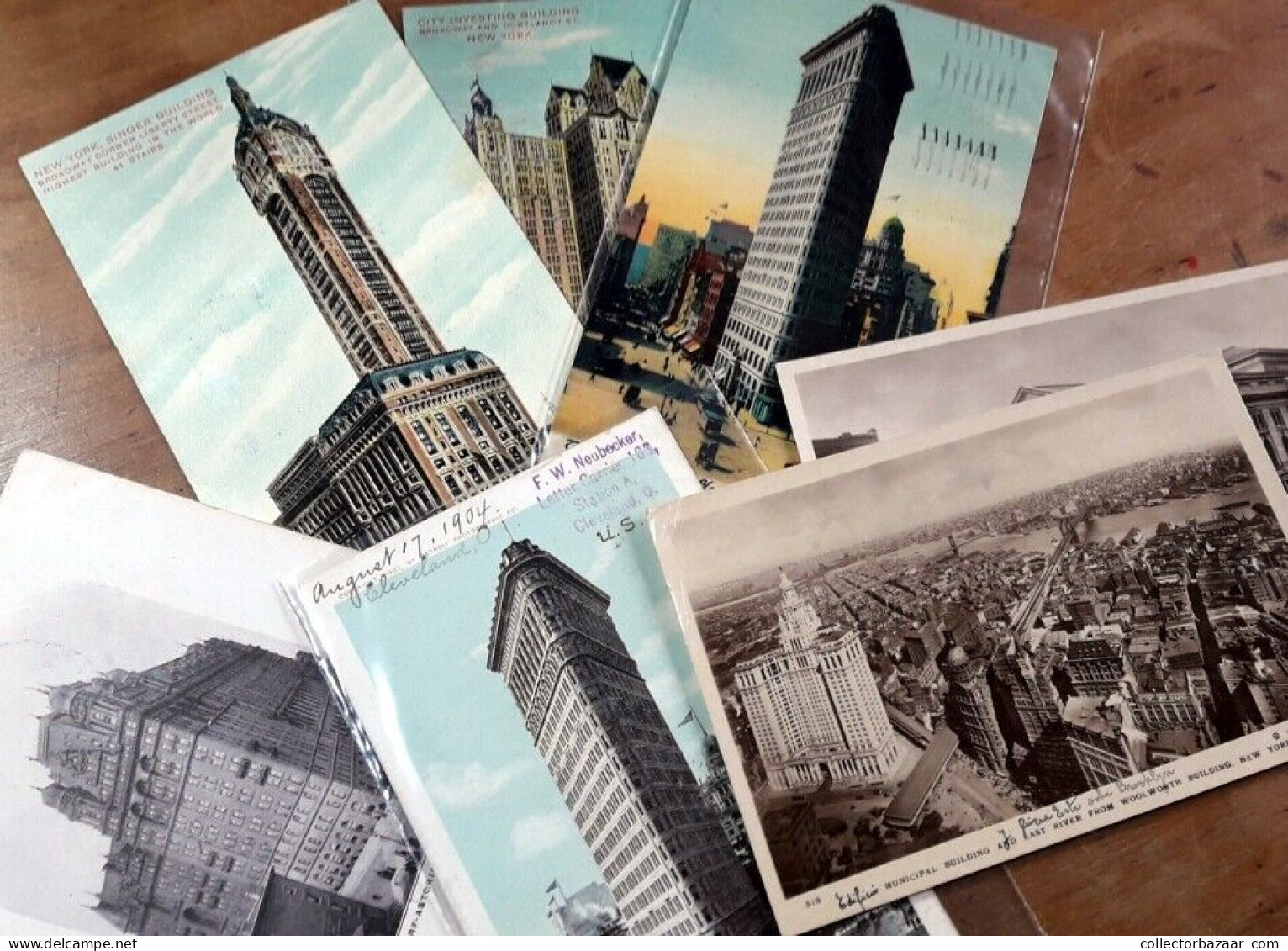 7 Original Period Postcards NY City Architecture Early Skyscrapers Flatiron Etc - Collections & Lots