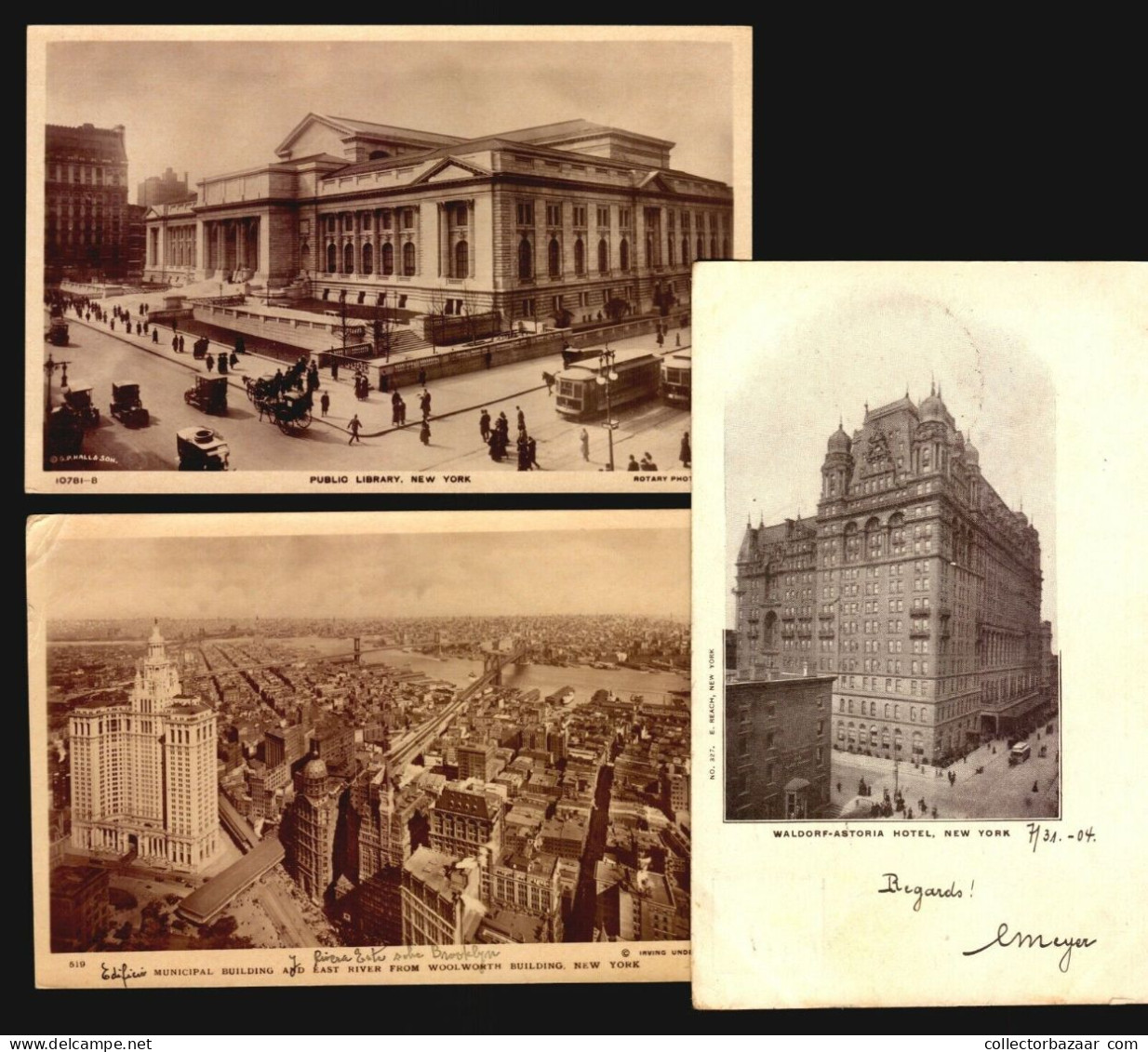 7 Original Period Postcards NY City Architecture Early Skyscrapers Flatiron Etc - Sammlungen & Sammellose