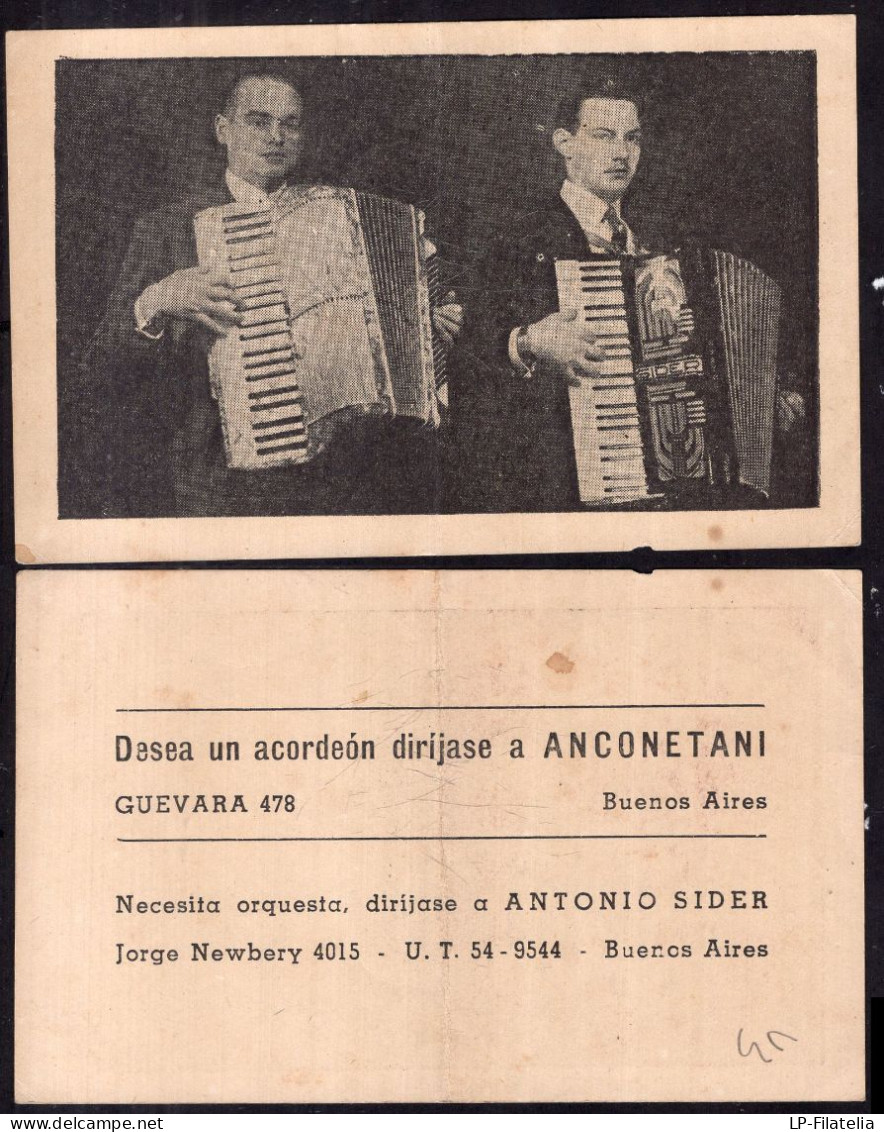 Argentina - Men With Piano Accordion - Publicity Postcard - Hommes